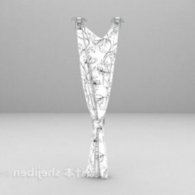 Modern White Floral Curtain 3d model