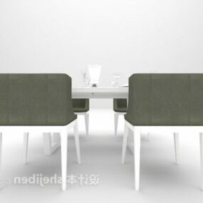 Modern White Dining Table Chair Set 3d model