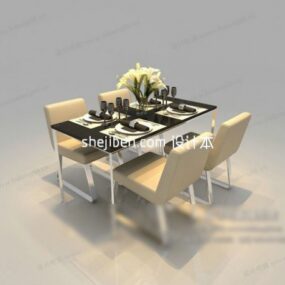 صندلی های میز غذاخوری مدرن سفید مدل سه بعدی