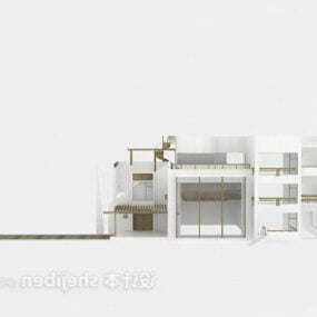 Modernes 3D-Modell einer weißen Villa im europäischen Stil