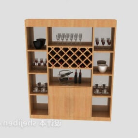 Modern Wine Cabinet Ash Wooden Material 3d model