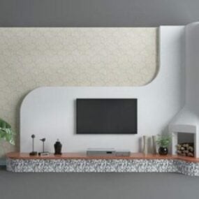 马赛克电视墙柜3d模型