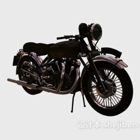Motorcycle Classic Black Painted 3d model