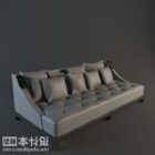 Canapé antique à sièges multiples de couleur grise
