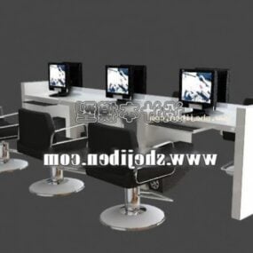 Langt arbejdsbord kontorrummøbler 3d-model