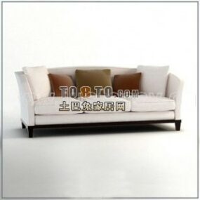 米色布艺沙发带天鹅绒垫3d模型