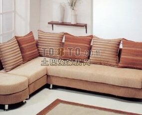 Living Room L Sofa With Cushion 3d model