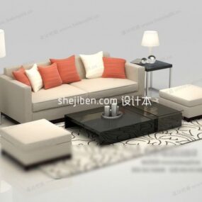 Ensemble de canapés à deux places, meubles de salon modèle 3D