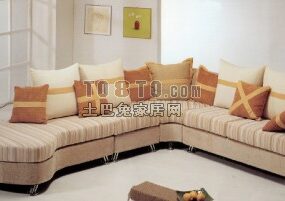 Perabot Sofa Penjuru Dengan Model 3d Kusyen