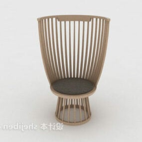 Chinese Wood Chair Rattan Style 3d model