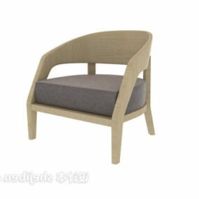 Modelo 3d de sofá de cadeira única de madeira elegante