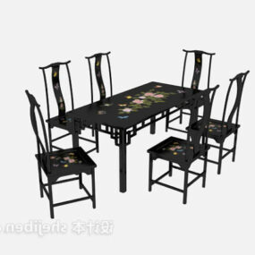 Chinese Furniture Dinning Table Chair 3d model