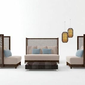 Chinese High Back Sofa Set 3d model