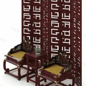 Modelo 3d de mesa e cadeira clássica chinesa