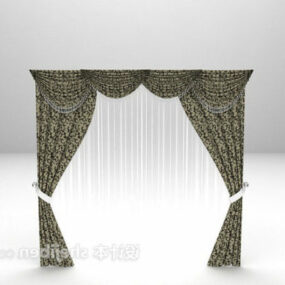 European Brown Curtain Two Layers 3d model