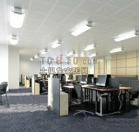 Office Typical Interior With Full Furniture 3d model