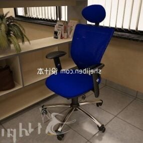 Office Work Chair Blue Color 3d model