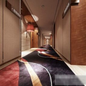 Office Corridor With Carpet 3d model