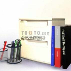Office Accessories Book Pen 3d model