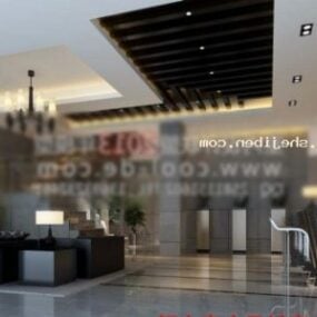 Office Hall Space With Reception And Lighting Decoration 3d model