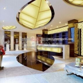 Office Lobby With Reception Interior Scene 3d model