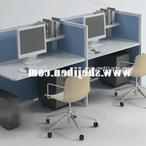 דגם תלת מימד של שולחן עבודה מחיצת משרד