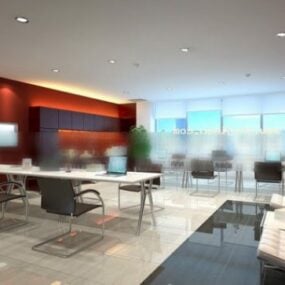 Masa ve Duvar Dolaplı Ofis Alanı 3D model