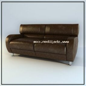 Sofa Leather Dark Brown 3d model