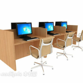 कार्यालय की मेज और छह कुर्सियाँ 3डी मॉडल