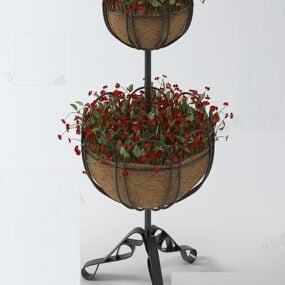 قفسه گل اروپایی با پایه استیل مدل سه بعدی