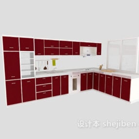 3д модель углового кухонного шкафа С-образной формы