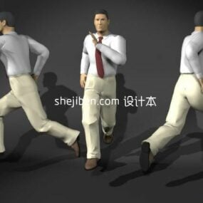 Hombre de oficina corriendo personaje modelo 3d