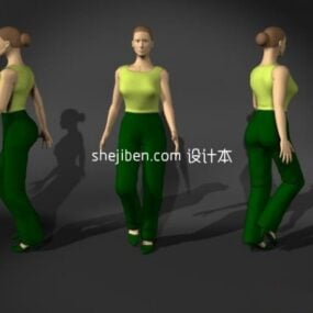 Lowpoly 3D-Modell einer weiblichen Figur mittleren Alters