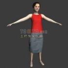 Middle Age Women Character T Pose
