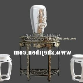Τραπεζαρία Τραπεζαρία γυάλινη κορυφή και μοντέρνες καρέκλες 3d μοντέλο