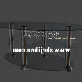 Mesa de vidro oval com duas camadas Modelo 3D