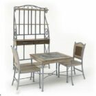 屋外の中国の無垢材のテーブルと椅子の家具の 3 d モデル。