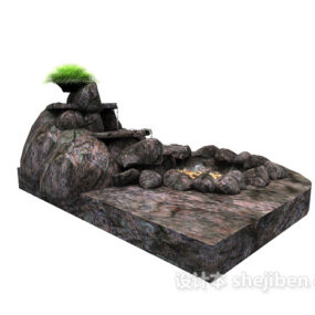 Modello 3d realistico con decorazione in pietra di montagna finta