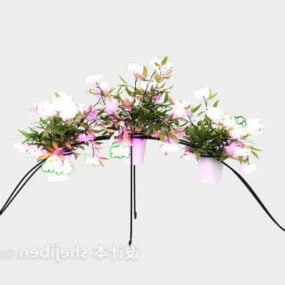 Outdoor Curved Iron Flower Stand 3d model