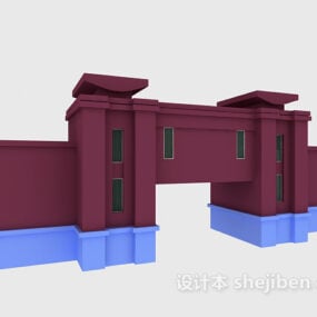 ورودی خانه چینی با کلاه فرنگی مدل سه بعدی