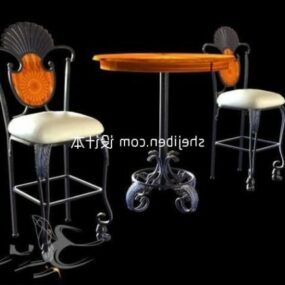 Вуличний сталевий стіл і стільці 3d модель