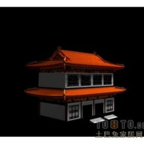 Edificio antiguo techo chino modelo 3d