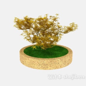 Plante verte en pot d'extérieur modèle 3D