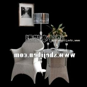 Outdoor Rattan Table And Chair 3d model