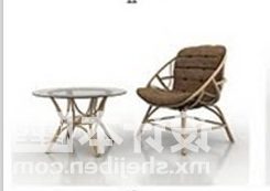 Outdoor Armchair And Glass Table 3d model