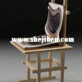 Holzfarbplatte mit Pinsel 3D-Modell