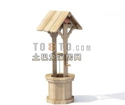3д модель паркового колодца из деревянного материала