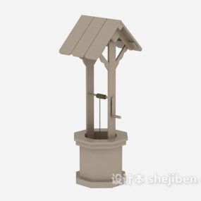 3D-Modell aus Holzmaterial für den Brunnenbau im Freien