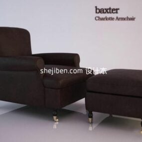 Mẫu ghế sofa vải đen 3d