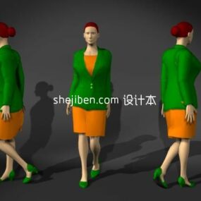 İnsanlar Karakter İş Kadını Yürüyen 3D model